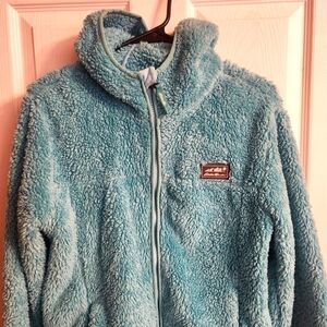Fleece Jacket, hooded, zip up. Size Kid's large. Eddie Bauer